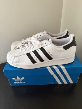 adidas White Sneakers with Black Three Stripes